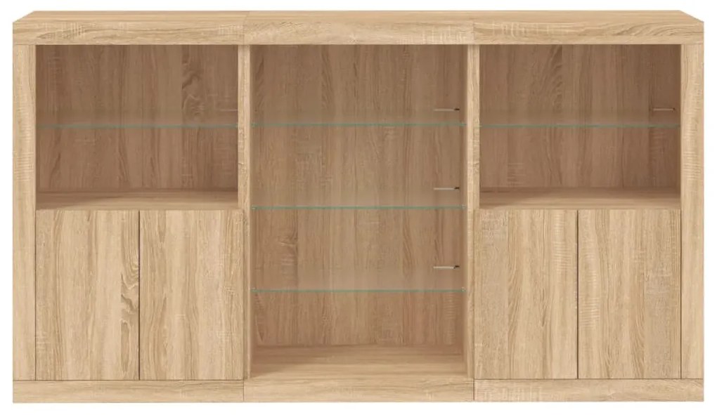 Aparador com luzes LED 181,5x37x100 cm carvalho sonoma
