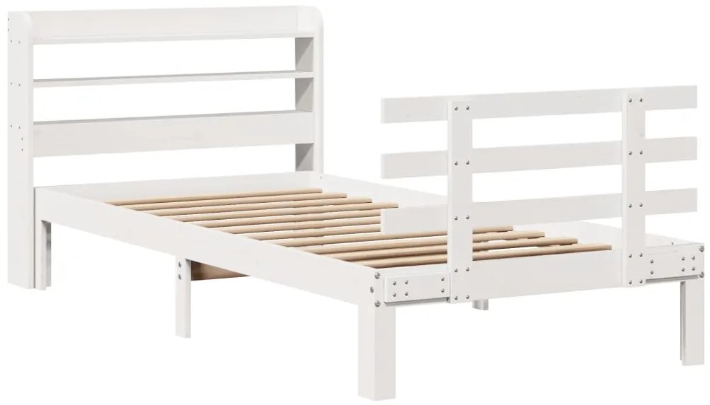Estrutura de cama c/ cabeceira sem colchão 100x200 cm branco
