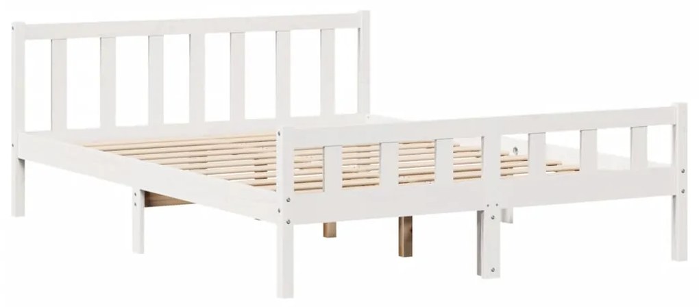 Cama sem colchão 150x200 cm madeira de pinho maciça branco