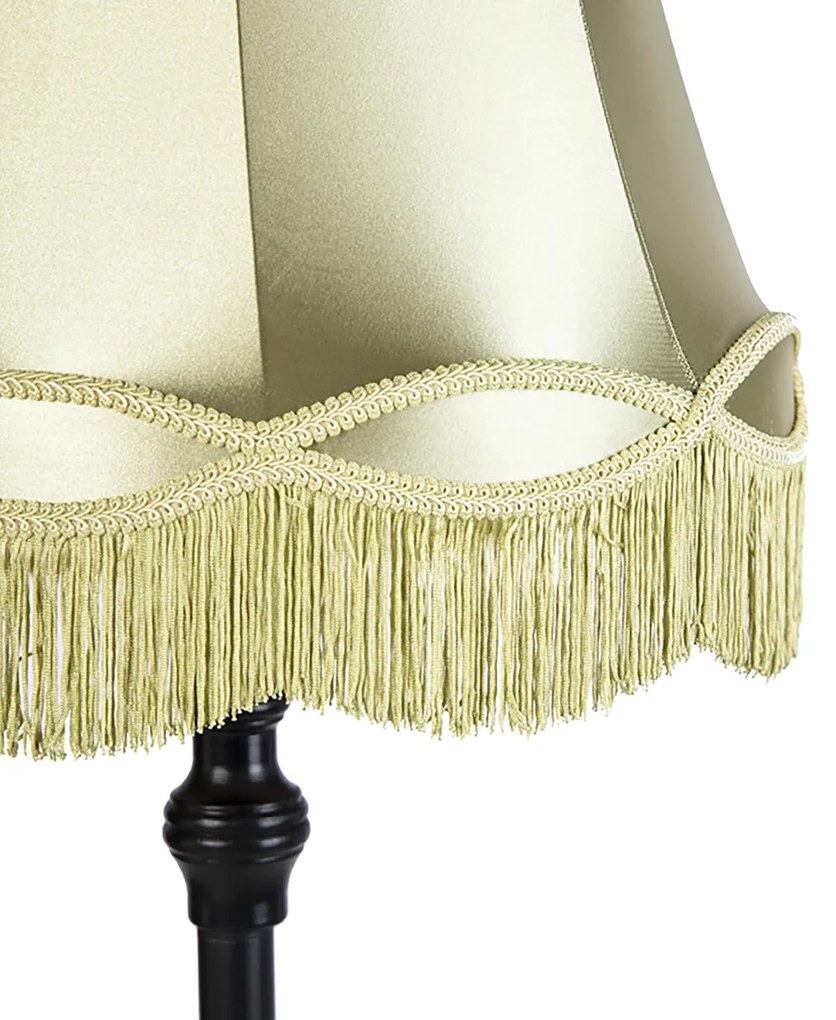 LED Candeeiro de pé inteligente preto com abajur verde granny incl. Wifi A60 - Classico Clássico / Antigo
