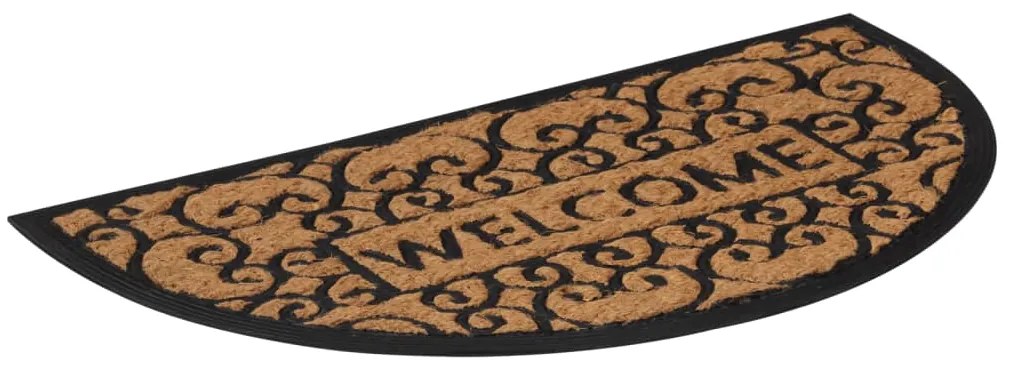 Tapete de porta semicircular 45x75 cm borracha e fibra de coco
