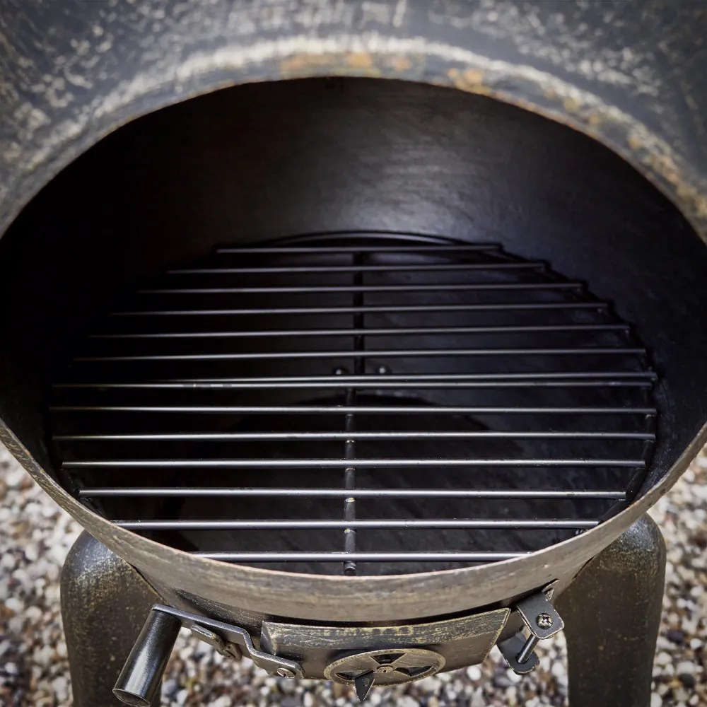 Fogão de terraço Chimenea com atiçador e tampa Ø44 x 112 cm Efeito ferrugem