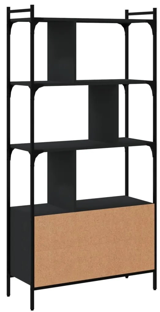 Estante com portas 76,5x30x154,5 cm derivados de madeira preto