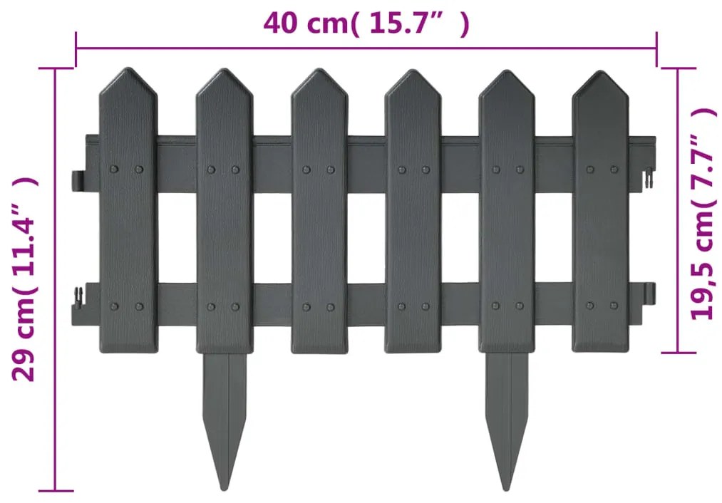 Bordas de relvado 25 pcs 10 m PP antracite