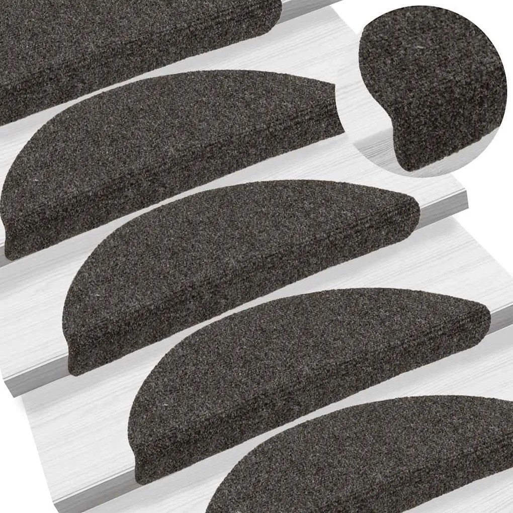 Tapetes escada autoadesivos 15 pcs 56x17x3 cm antracite