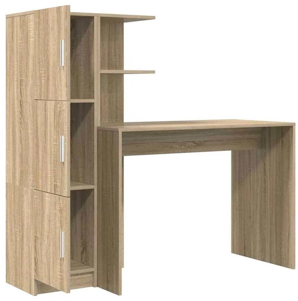 Mesa com Armazenamento em Madeira de Carvalho Sonoma