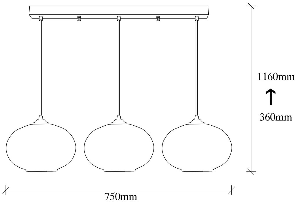 Chandelier Camini – Preto – 75 x 25 cm