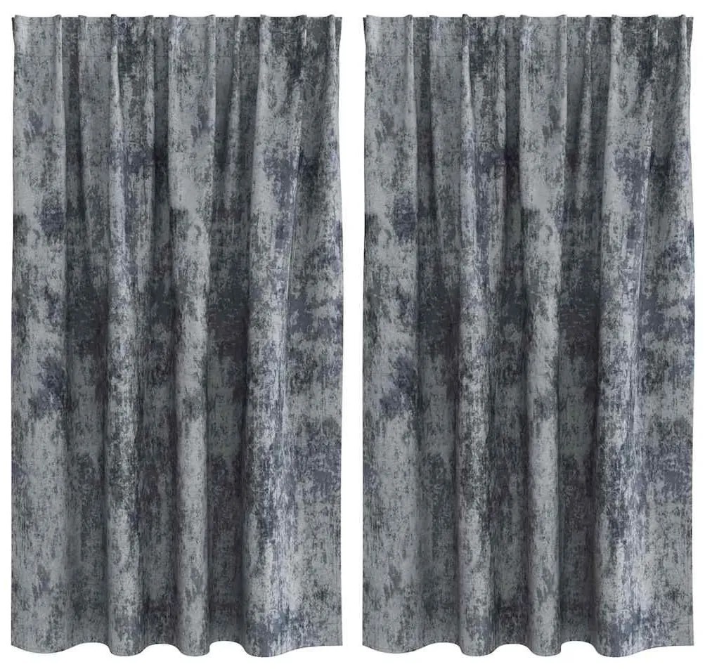 Cortinas de Veludo 2 peças com Ilhós Cinza Prata 140x140 cm