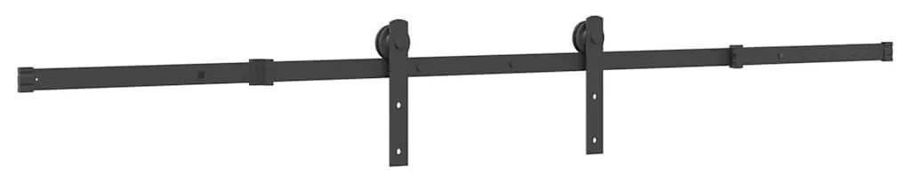 Kit de ferragens para porta deslizante 213,5 cm aço preto