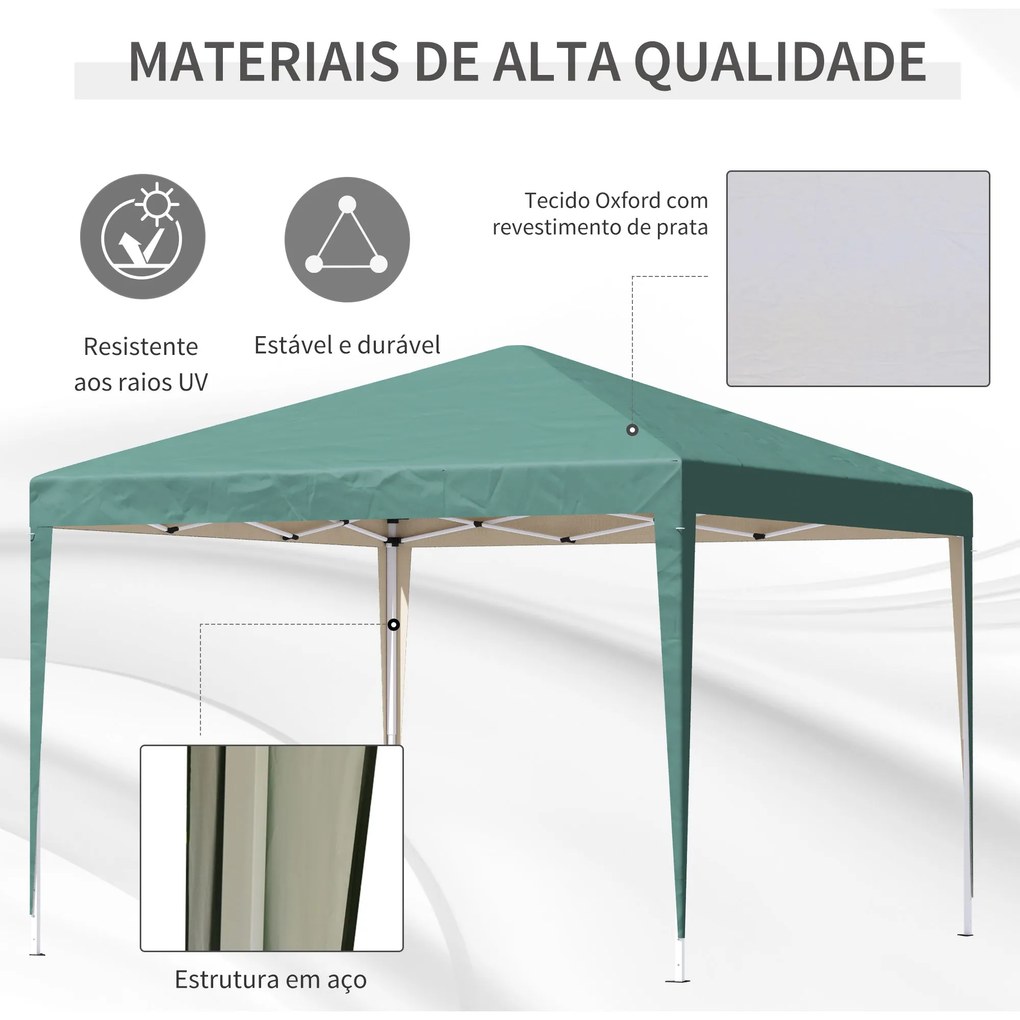 Outsunny Tenda Dobrável 295x295x255 cm com Bolsa de Transporte Altura