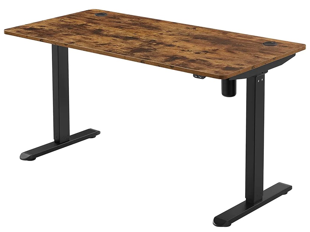 Secretária elétrica com altura regulável 140 x 70 x (73-114) Castanho Vintage-Preta