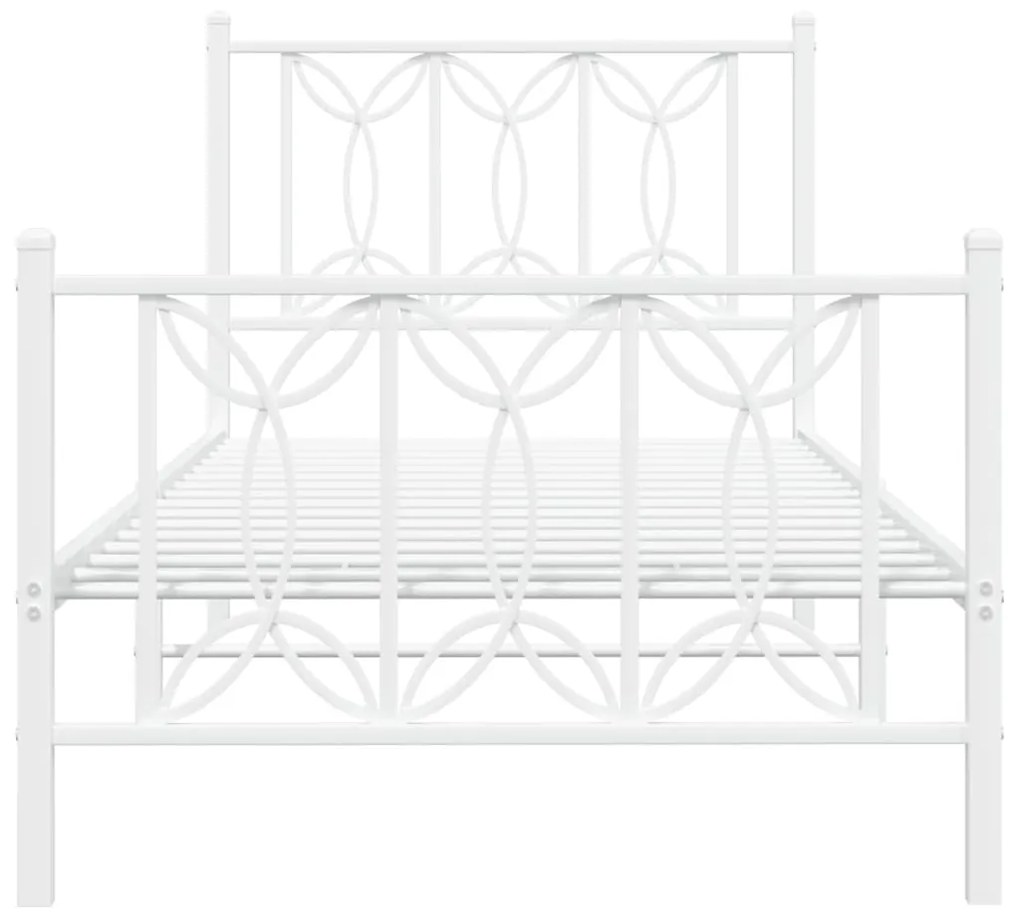 Estrutura de cama com cabeceira e pés 90x190 cm metal branco