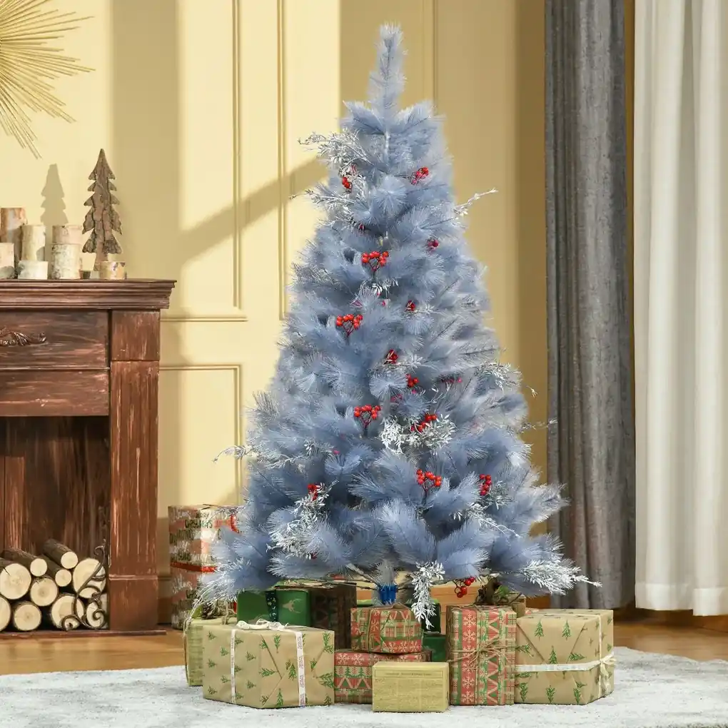 Árvore de Natal Artificial Altura 180 cm Árvore com Neve com 695 Ramos 57  Pinhas e Base de Aço Dobrável Ø104x180 cm Verde