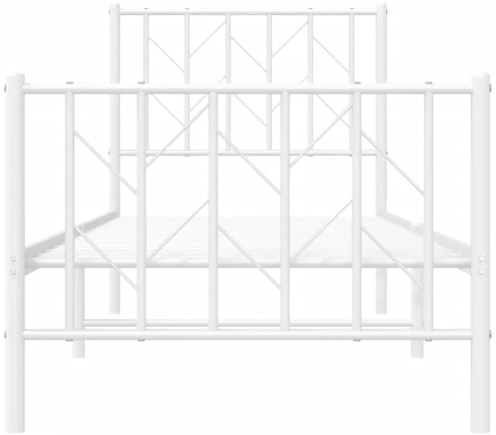 Estrutura de cama com cabeceira e pés 75x190 cm metal branco