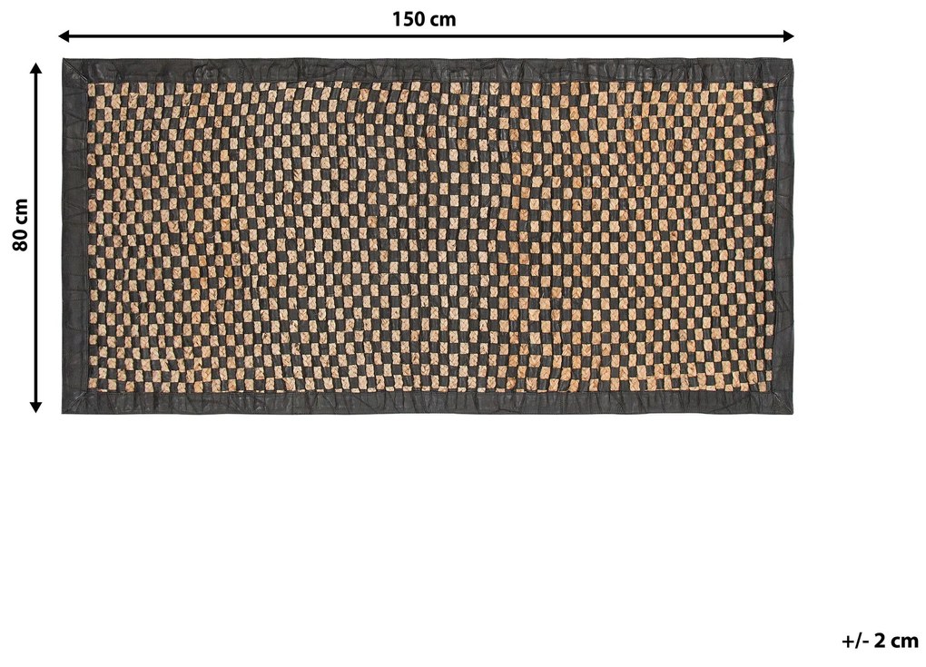 Tapete de pele genuína preta e creme 80 x 150 cm GERCE Beliani