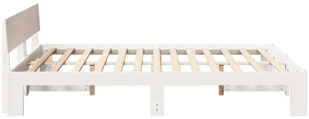 Estrado de Cama com Cabeceira Branco 160x200 cm Madeira de Pinho