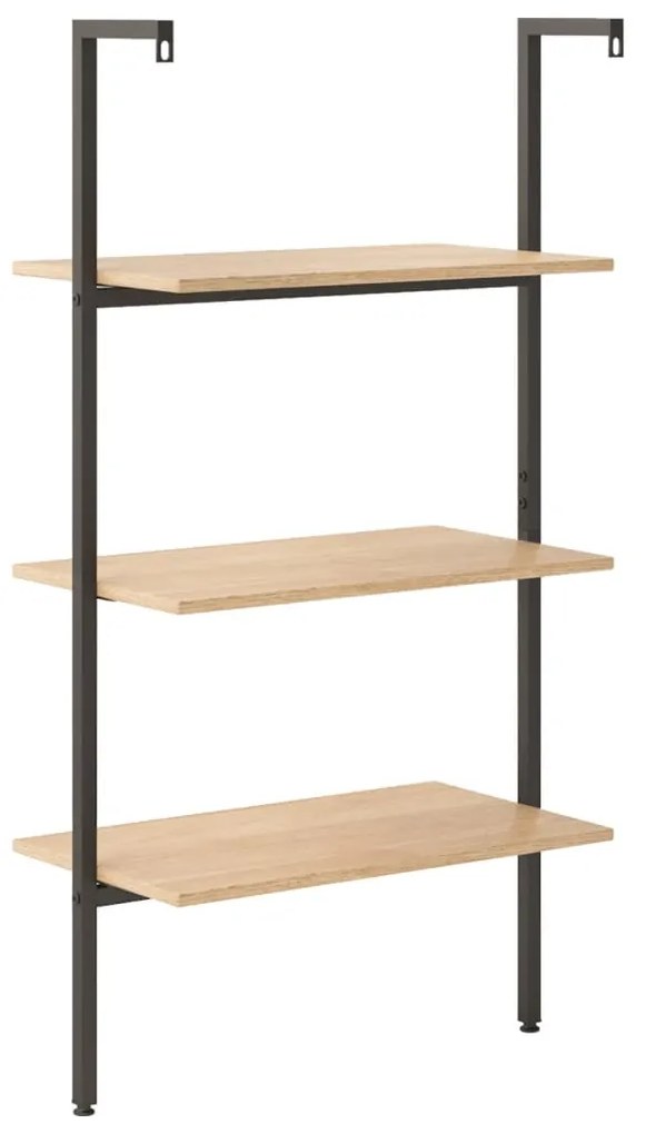 Unidade 3 prateleiras 64x35x120,5 cm castanho-claro e preto
