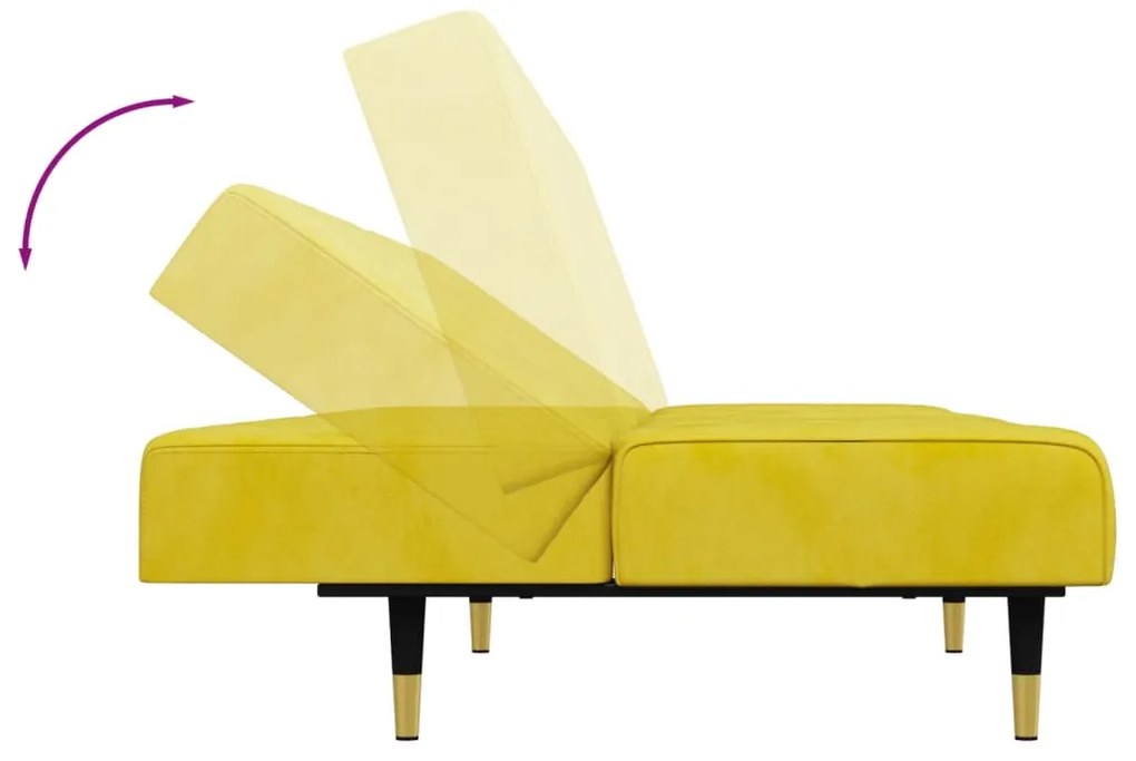 2 pcs conjunto de sofás veludo amarelo