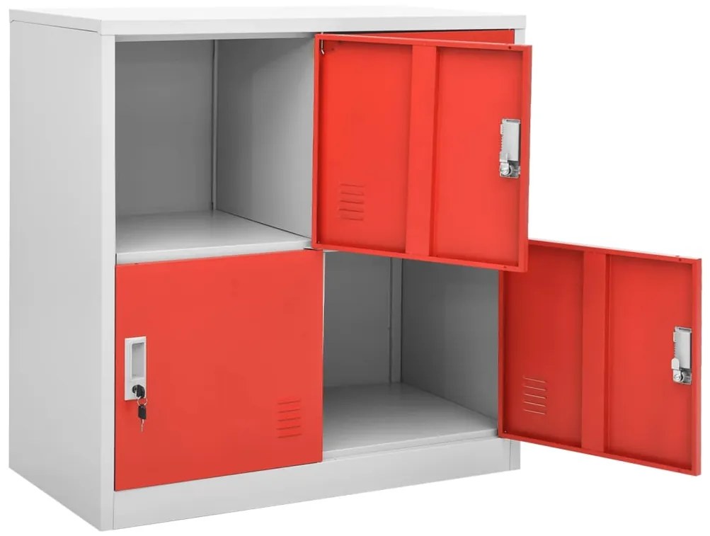 Cacifos 2 pcs 90x45x92,5 cm aço cinzento-claro e vermelho