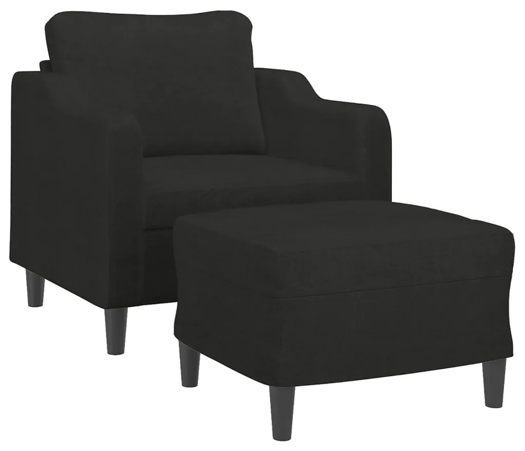 Poltrona com apoio de pés 60 cm tecido preto