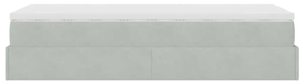 Estrutura cama otomana colchão 90x190 cm veludo cinzento claro