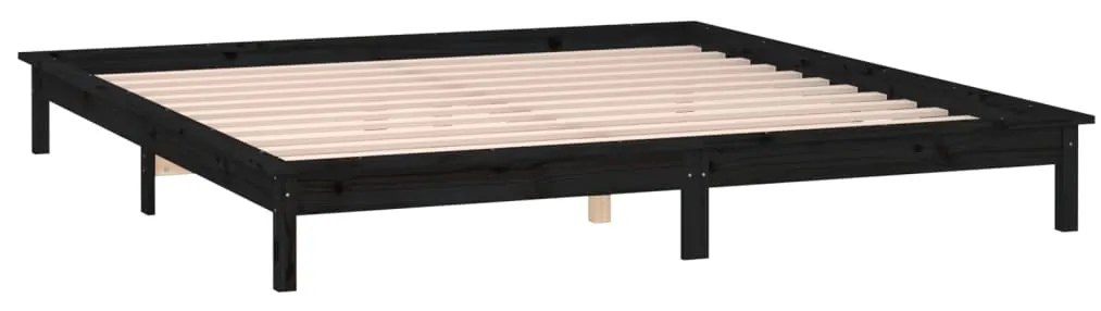 Estrutura cama c/ LED pequena casal 120x190 cm pinho preto