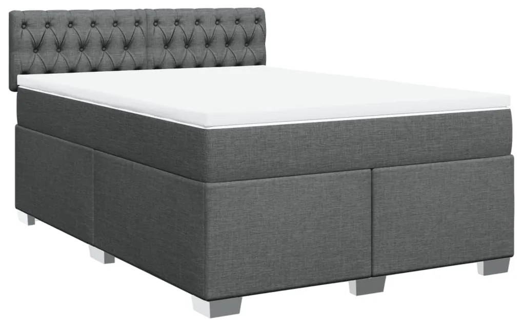 Cama com molas/colchão 140x200 cm tecido cinzento-escuro
