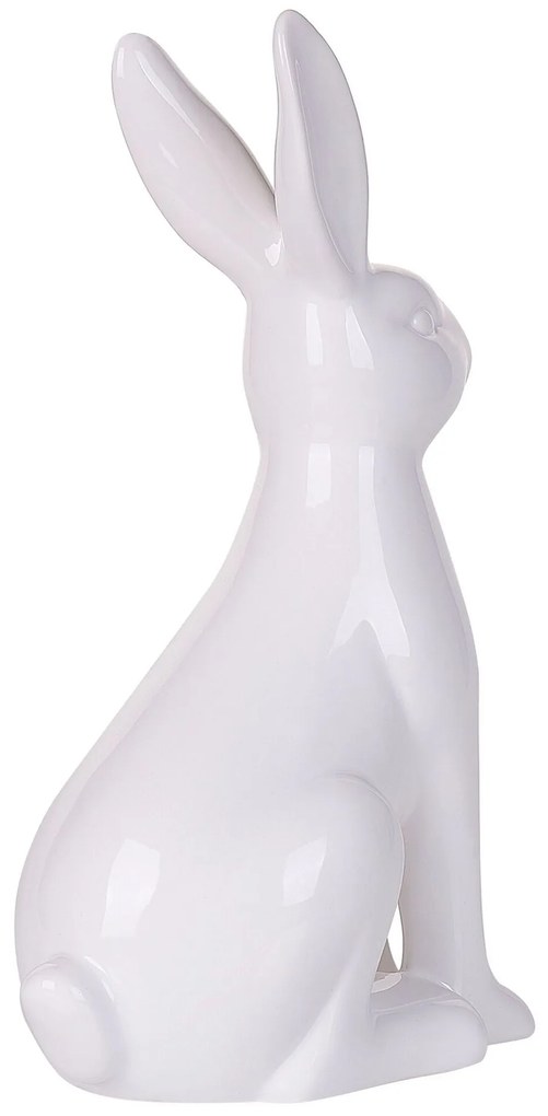 Figura decorativa com forma de coelho em cerâmica branca 26 cm RUCA Beliani