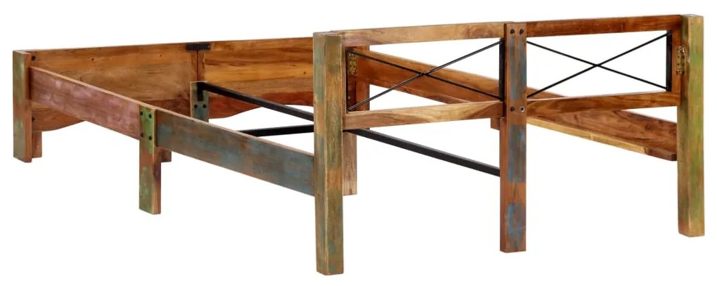 Estrutura de cama madeira recuperada maciça 140x200 cm