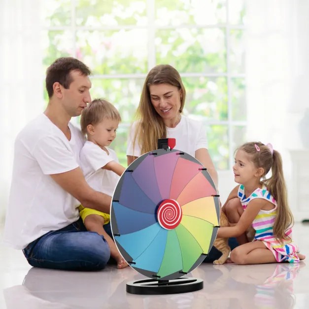 Roleta da Sorte 24", 12 slots, roda de jogo da sorte com suporte para tripé, altura ajustável para festas e eventos Multicolorido
