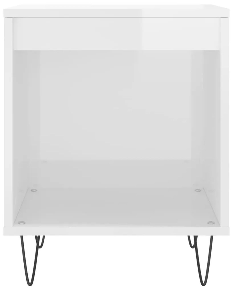 Mesa de cabeceira 40x35x50cm derivados madeira branco brilhante