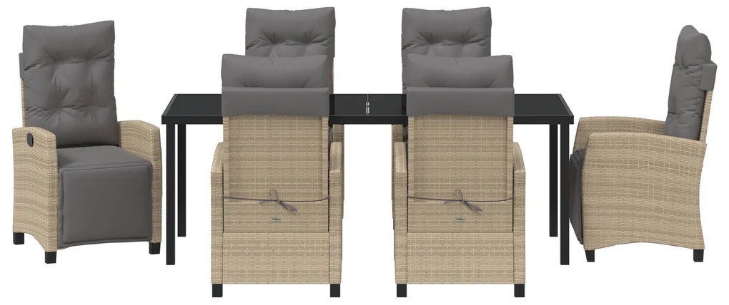 Conjunto de Jantar de Jardim de 7 Peças Bege Rattan Poliéster