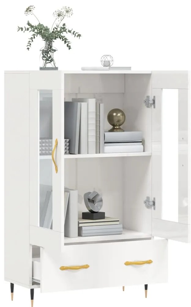 Aparador alto 69,5x31x115 cm derivados madeira branco brilhante