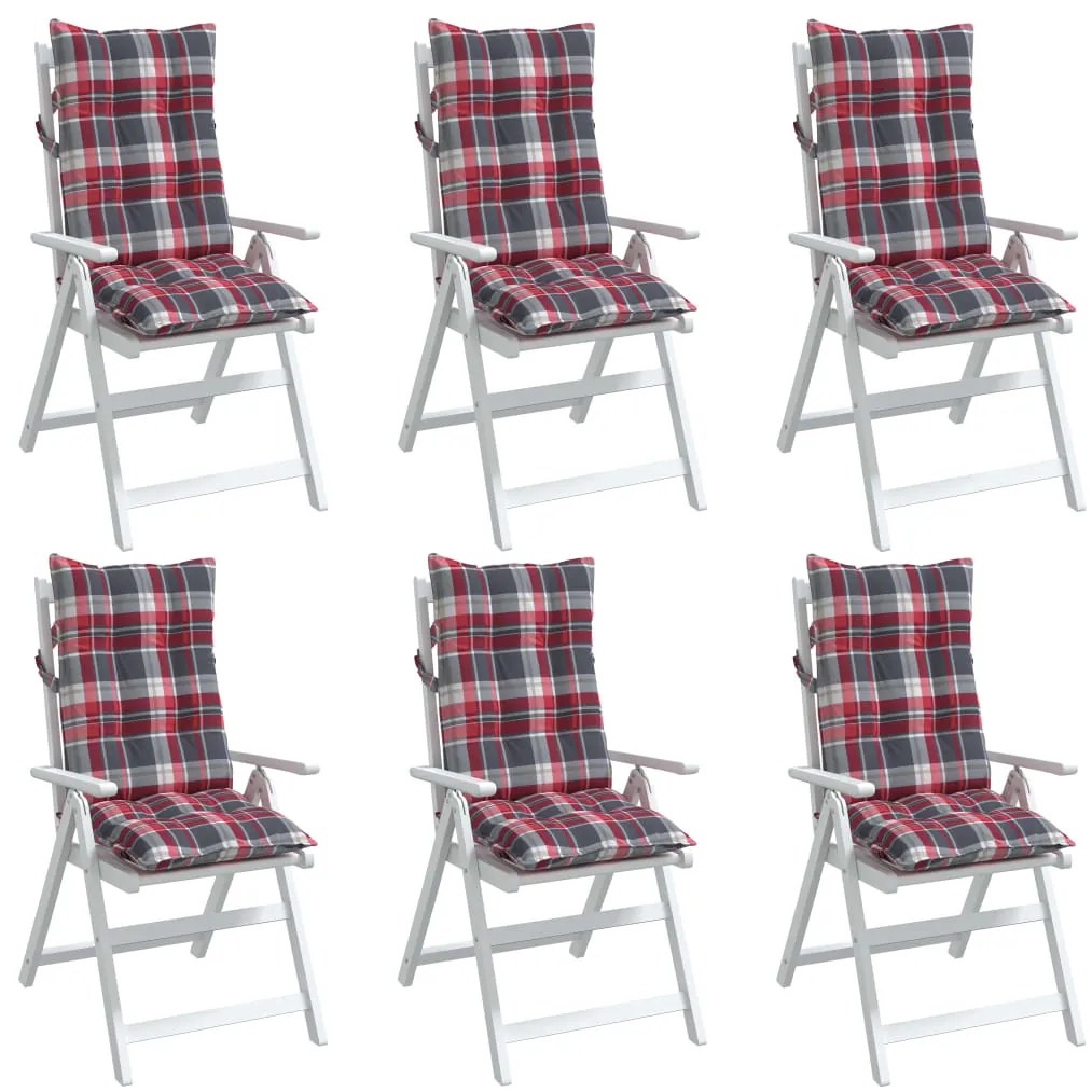 Almofadões cadeira encosto alto 6 pcs oxford xadrez vermelho