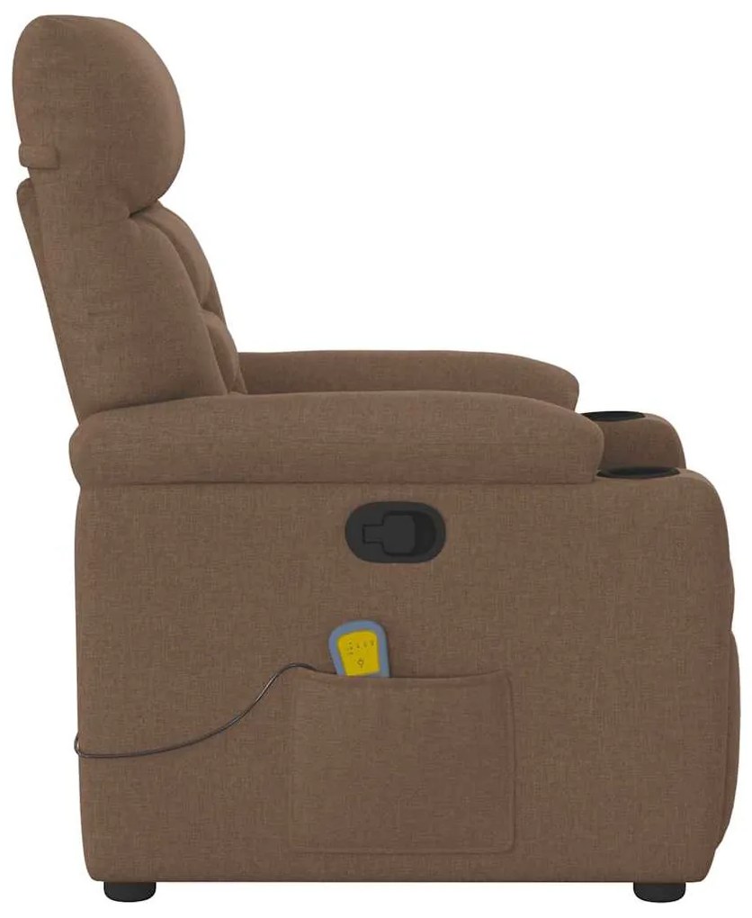 Poltrona de massagens reclinável tecido castanho