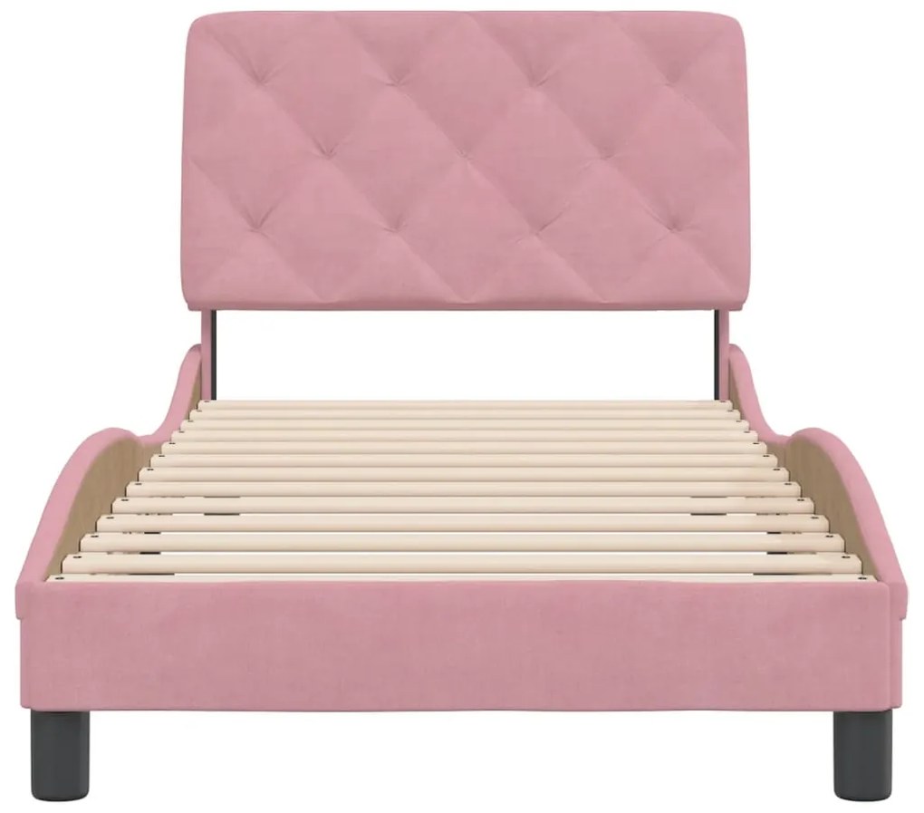 Estrutura de cama c/ cabeceira 80x200 cm veludo rosa