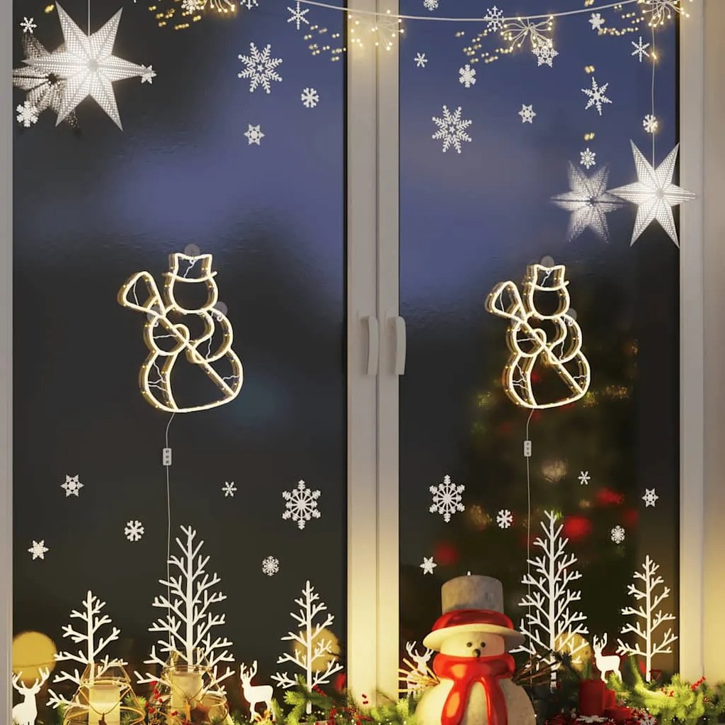 Luzes de Natal silhueta boneco neve 2 pcs 35 LEDs branco quente