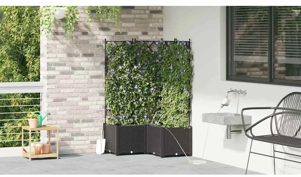 Jardineiras de Jardim 1 pc Preto 80 x 80 x 142 cm Plástico