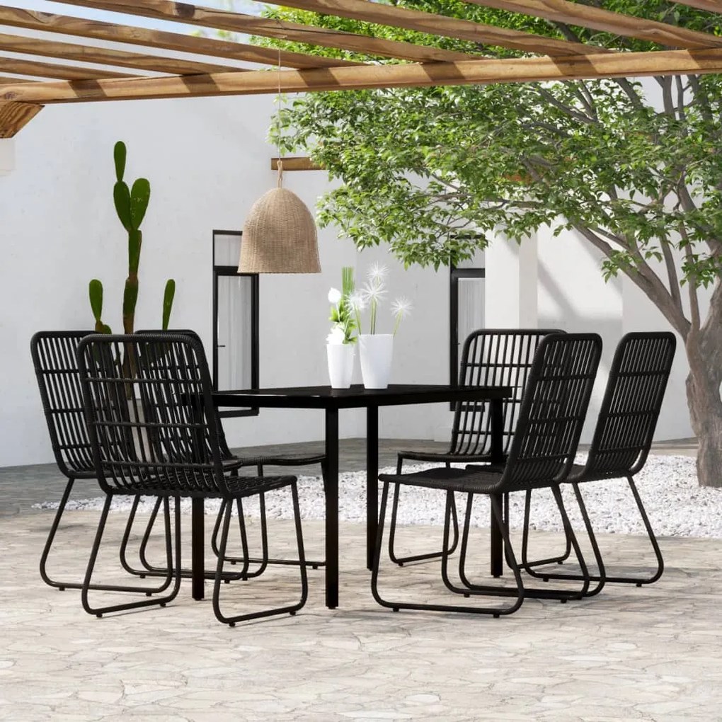 vidaXL 7 pcs conjunto de jantar para jardim preto