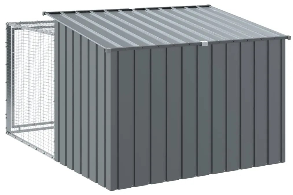 Casota p/ cães c/ parque 153x194x110 cm aço galvaniz. antracite