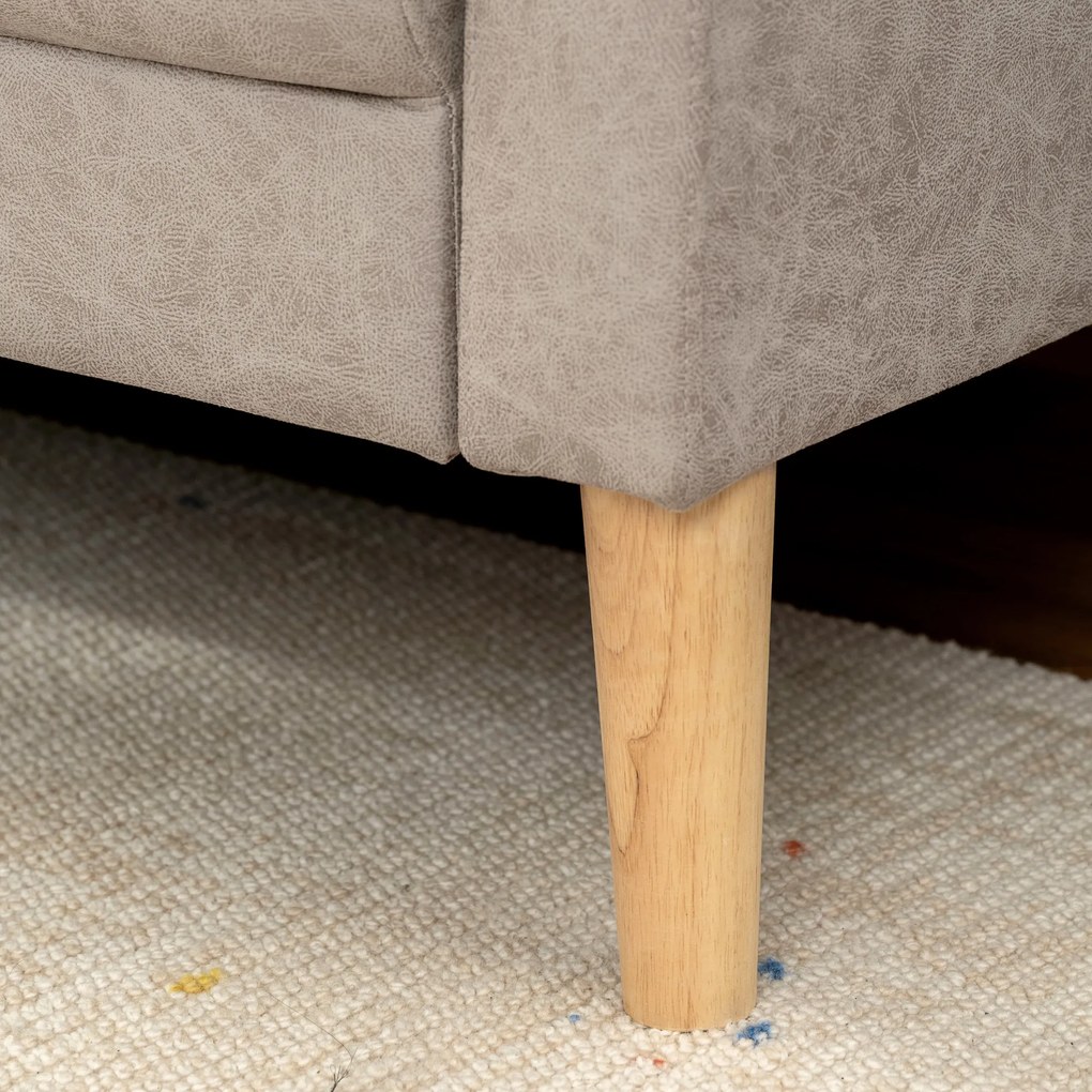 Sofá de 2 Lugares Estofado em Microfibra Sofá Moderno com Pés de Madeira Apoio de Braços 130x78x85 cm Creme