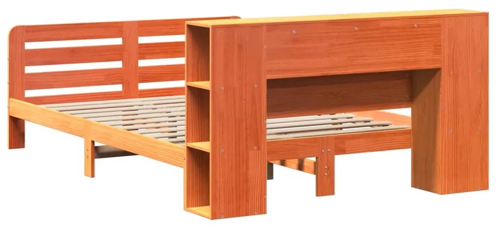 Cama sem colchão 140x200 cm madeira pinho maciça castanho-mel