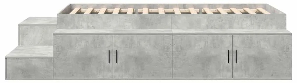 Cama de Armazenamento Cinza Concreto 75x190 cm