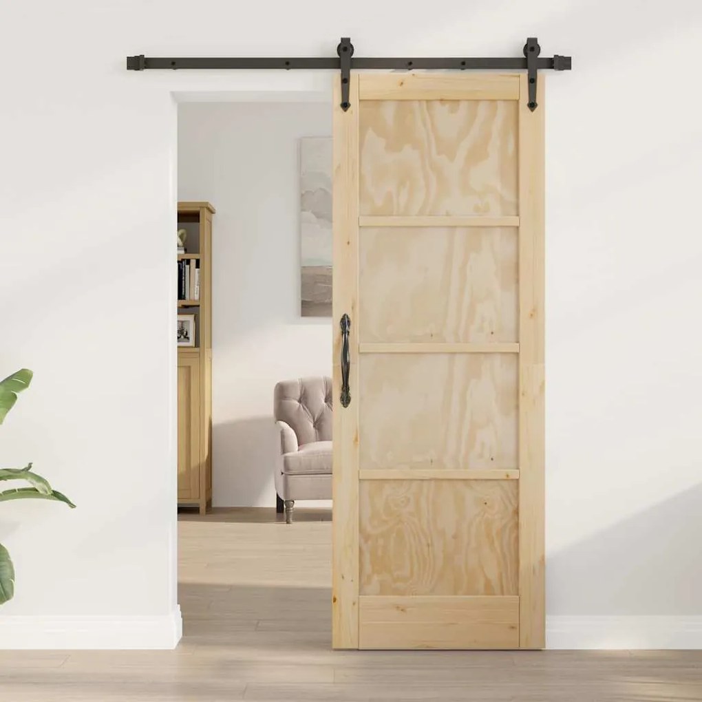 Porta Deslizante com Conjunto de Ferragens 'ORKDAL'em Madeira de Pinho