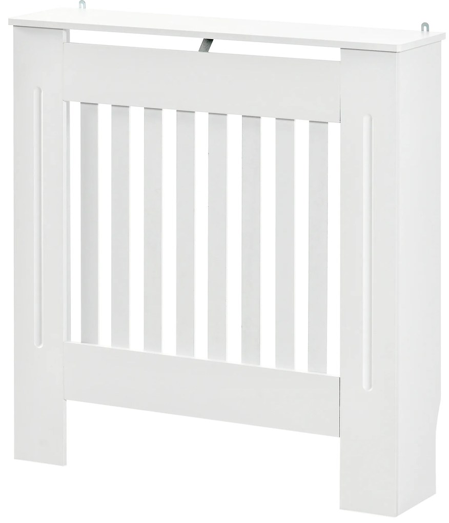 Cobertura Radiador 78x19x81 cm Cobertura para Radiador de MDF com Desenho Moderno e Prateleira Branco