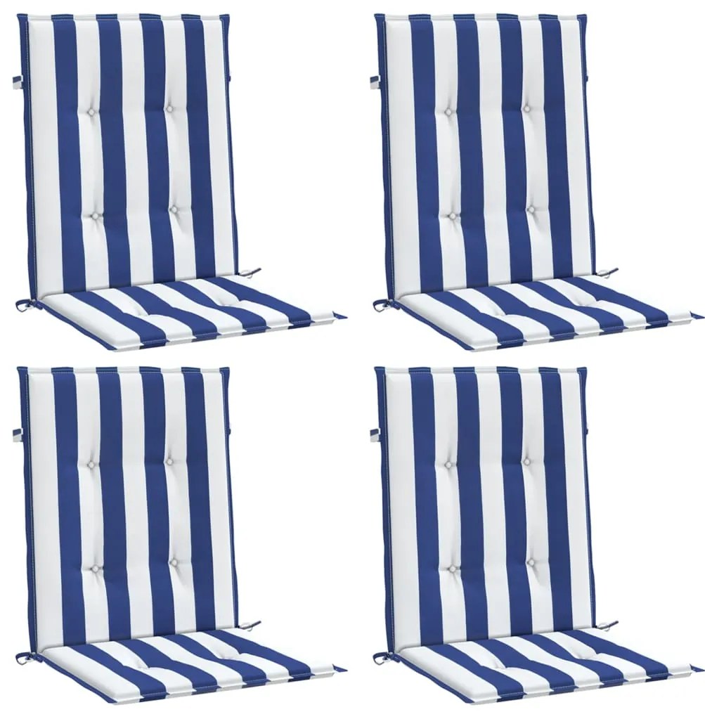 Almofadões cadeira encosto baixo 4pcs tecido riscas azul/branco