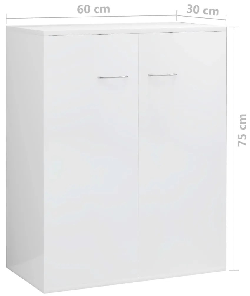 Aparador 60x30x75 cm contraplacado branco brilhante