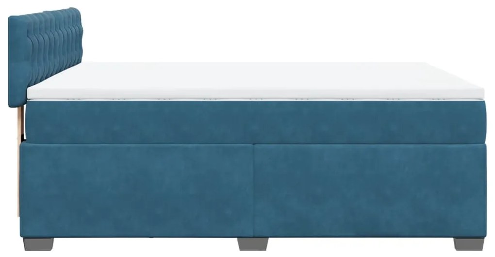 Cama com molas/colchão 140x200 cm veludo azul