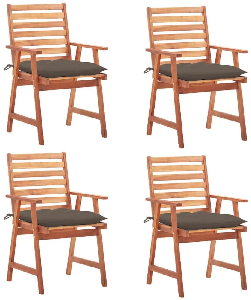 Cadeiras de jantar p/ jardim 4 pcs c/ almofadões acácia maciça