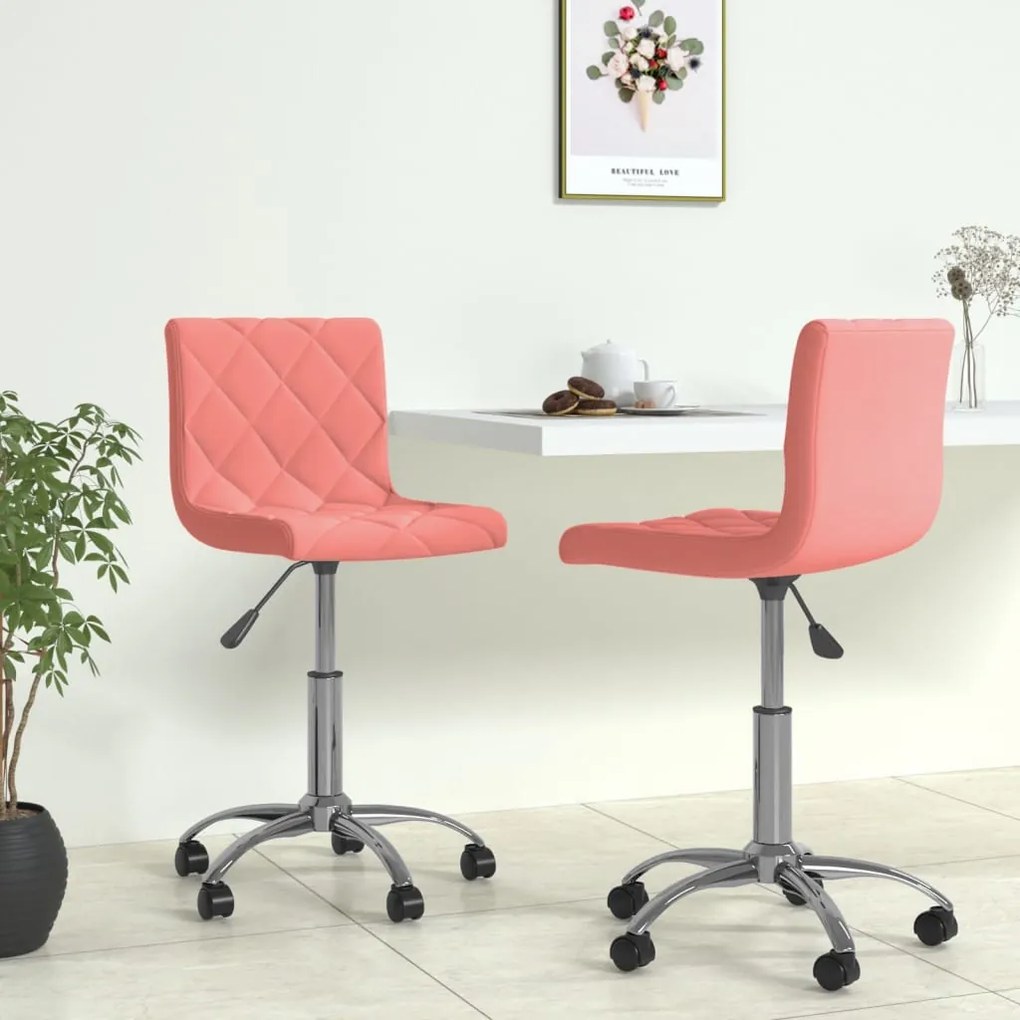 vidaXL Cadeiras de jantar giratórias 2 pcs veludo rosa